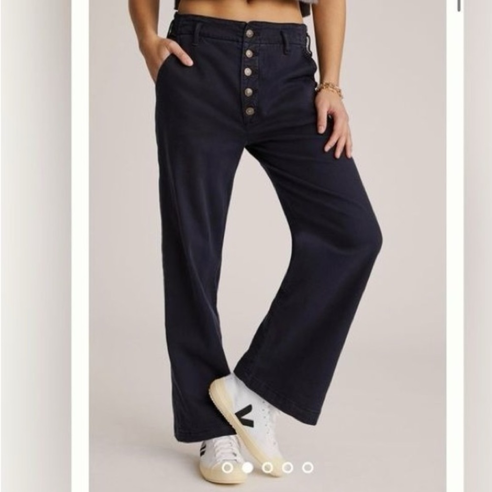 Anthropologie Pilcro Macy Blue Slouch Chino Button Fly Straight Leg Pants